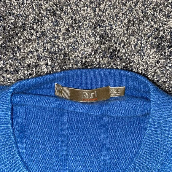 Mens Raffi 100% Cashmere Blue Sweater Size XL 54 - Picture 2 of 6